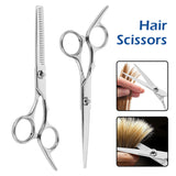 Barber Scissors for Cutting & Thinning Silver Color Tooth/Plat Shears Stainless Steel Professional