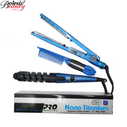 Nano 3 IN 1 HairStraightener Flat Iron Curling Irons Titanium Plate Hair Styling Tools